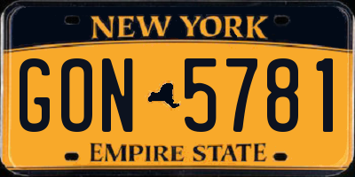 NY license plate GON5781