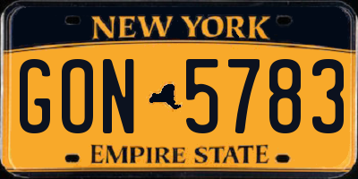NY license plate GON5783