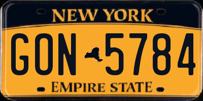 NY license plate GON5784