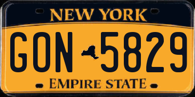 NY license plate GON5829