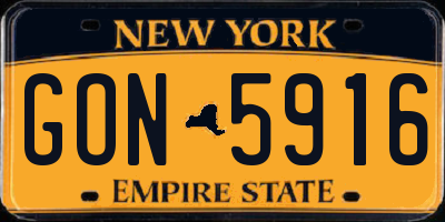 NY license plate GON5916