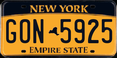 NY license plate GON5925