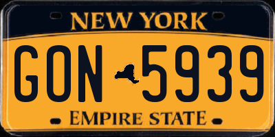 NY license plate GON5939
