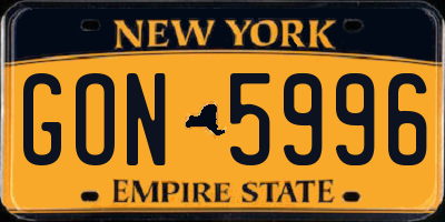 NY license plate GON5996