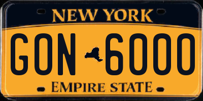 NY license plate GON6000