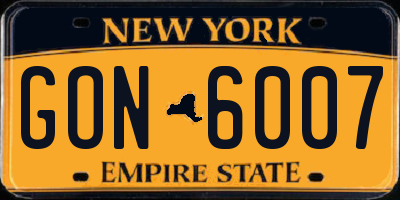 NY license plate GON6007
