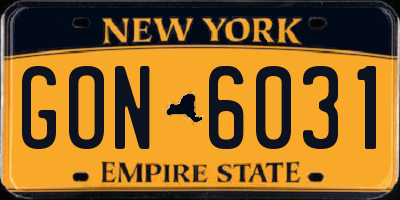 NY license plate GON6031