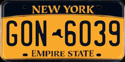NY license plate GON6039