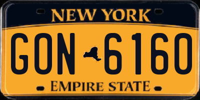 NY license plate GON6160