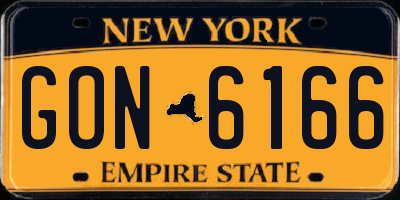 NY license plate GON6166