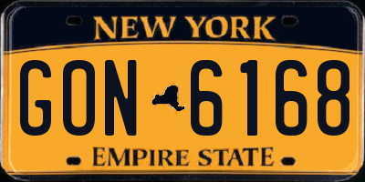 NY license plate GON6168