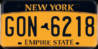 NY license plate GON6218