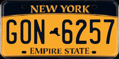 NY license plate GON6257