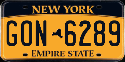 NY license plate GON6289