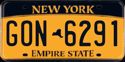 NY license plate GON6291