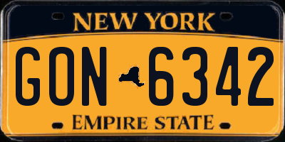 NY license plate GON6342