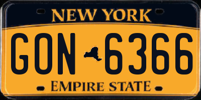 NY license plate GON6366