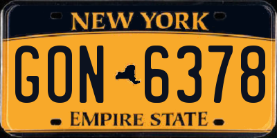 NY license plate GON6378