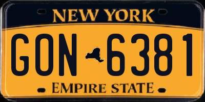 NY license plate GON6381
