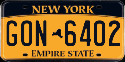 NY license plate GON6402