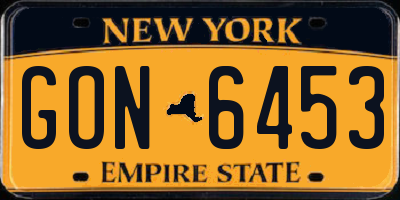 NY license plate GON6453