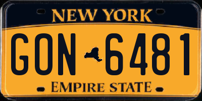 NY license plate GON6481
