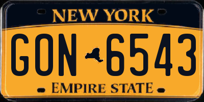 NY license plate GON6543