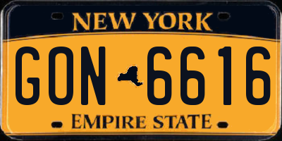 NY license plate GON6616