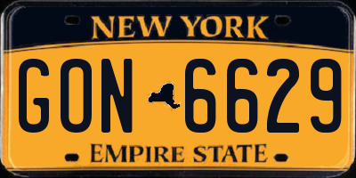 NY license plate GON6629