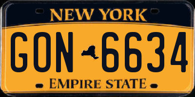 NY license plate GON6634
