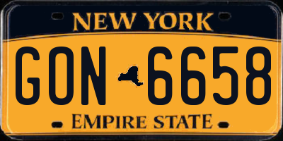 NY license plate GON6658