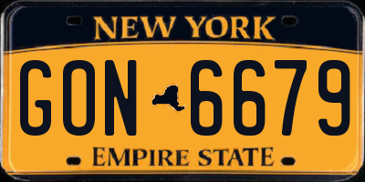 NY license plate GON6679