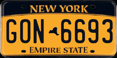 NY license plate GON6693