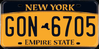 NY license plate GON6705