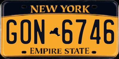 NY license plate GON6746