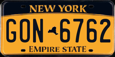 NY license plate GON6762