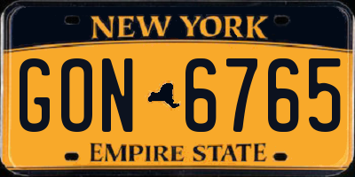 NY license plate GON6765