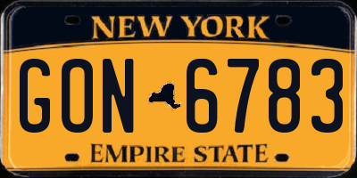 NY license plate GON6783