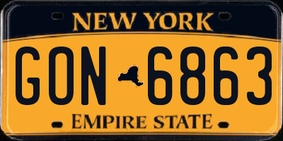 NY license plate GON6863