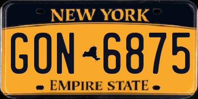 NY license plate GON6875