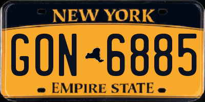 NY license plate GON6885