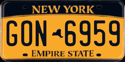 NY license plate GON6959