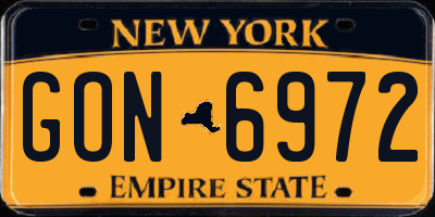 NY license plate GON6972