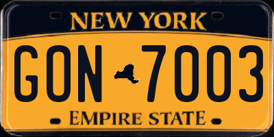 NY license plate GON7003