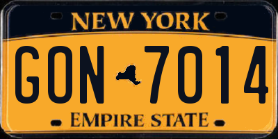 NY license plate GON7014