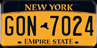 NY license plate GON7024
