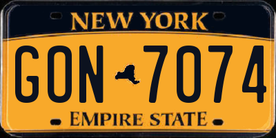 NY license plate GON7074
