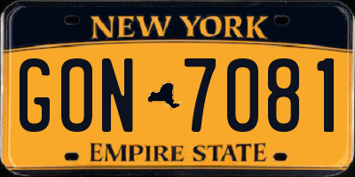NY license plate GON7081