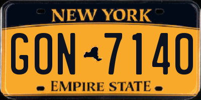 NY license plate GON7140