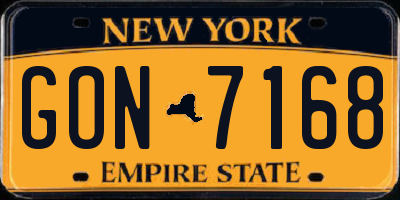 NY license plate GON7168
